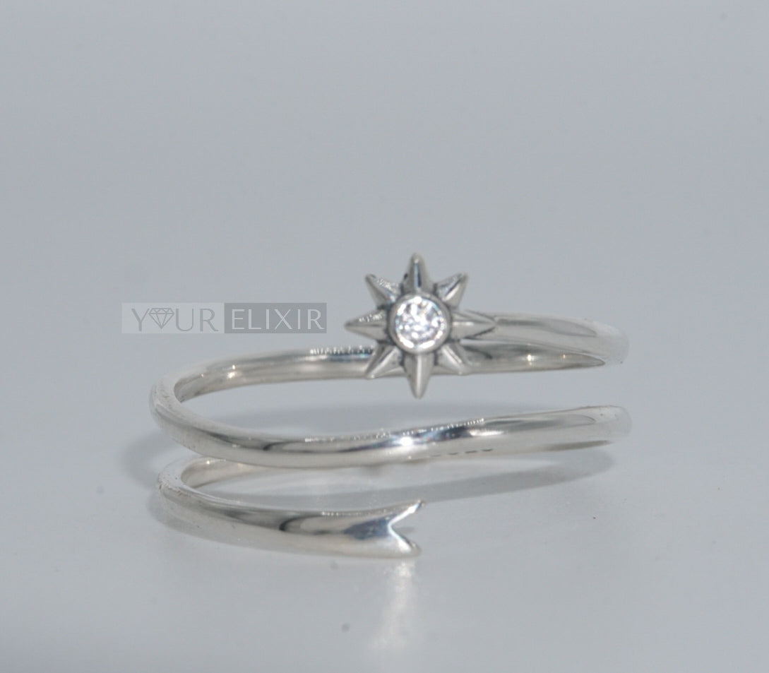 Anillo de plata de ley con forma de estrella fugaz